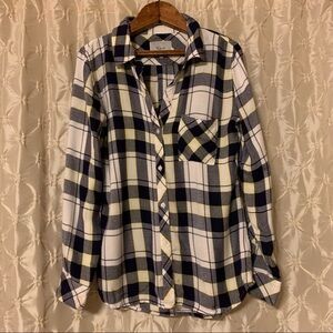 Rails Hunter Button Down Plaid Shirt Navy Yellow